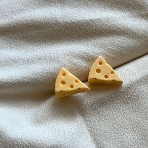 New CHEESE earring studs